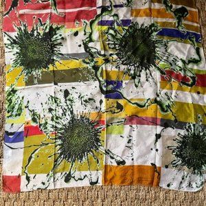 Lua silk scarf in a stripe and flower print NWOT